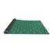 Thickness of Patterned Teal Green Novelty Rug, pat1635