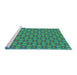 Serging Thickness of Machine Washable Transitional Teal Green Rug, wshpat1635