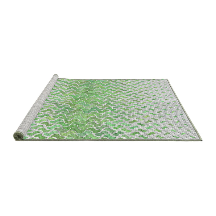 Serging Thickness of Machine Washable Transitional Green Rug, wshpat1636
