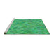 Serging Thickness of Machine Washable Transitional Lime Mint Green Rug, wshpat1637