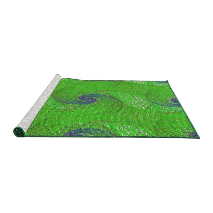 Serging Thickness of Machine Washable Transitional Neon Green Rug, wshpat1640