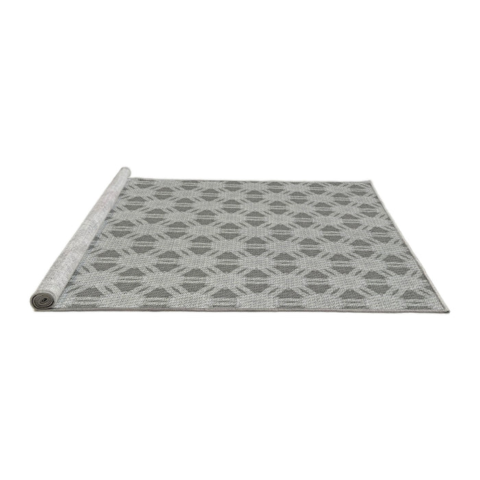Serging Thickness of Machine Washable Transitional Silver Gray Rug, wshpat1647
