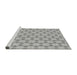 Serging Thickness of Machine Washable Transitional Silver Gray Rug, wshpat1647