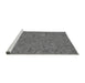 Serging Thickness of Machine Washable Transitional Dark Gray Rug, wshpat1648