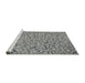 Serging Thickness of Machine Washable Transitional Silver Gray Rug, wshpat1653