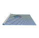Serging Thickness of Patterned Steel Blue Abstract Machine Washable Rug, wshpat1655