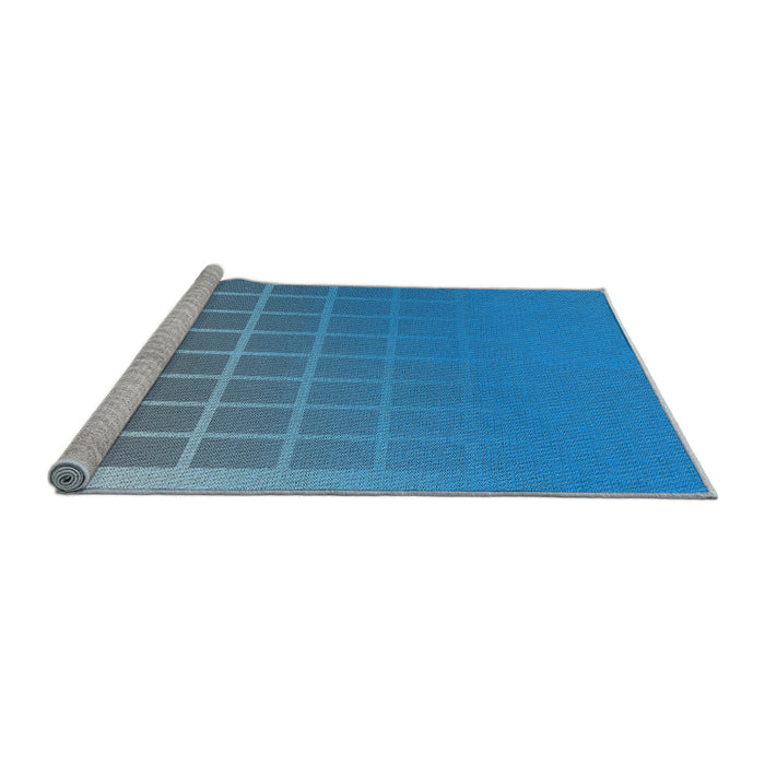 Serging Thickness of Patterned Blue Abstract Machine Washable Rug, wshpat1656