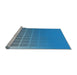 Serging Thickness of Patterned Blue Abstract Machine Washable Rug, wshpat1656