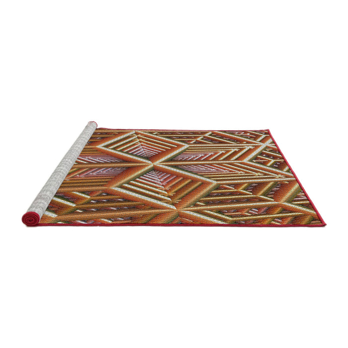 Serging Thickness of Patterned Sand Brown Abstract Machine Washable Rug, wshpat1658