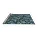 Serging Thickness of Machine Washable Transitional Deep-Sea Blue Rug, wshpat166