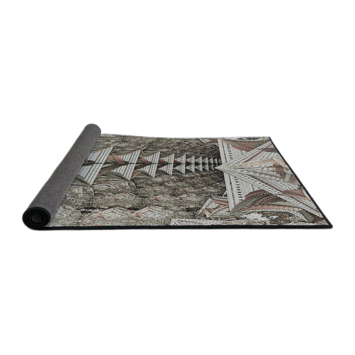 Thickness of Patterned Charcoal Gray Novelty Rug, pat1661