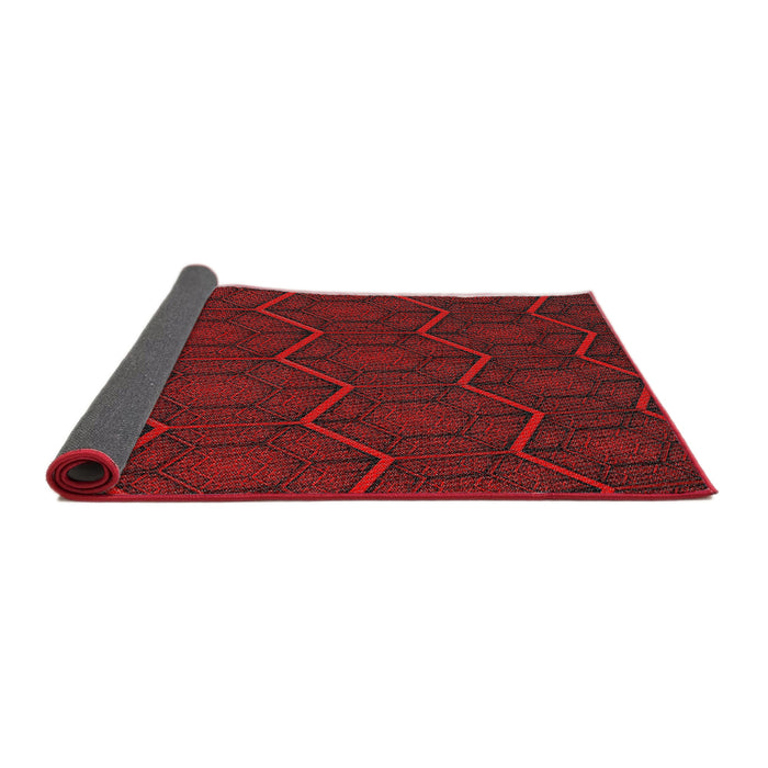 Thickness of Patterned Fire Brick Red Novelty Rug, pat1663