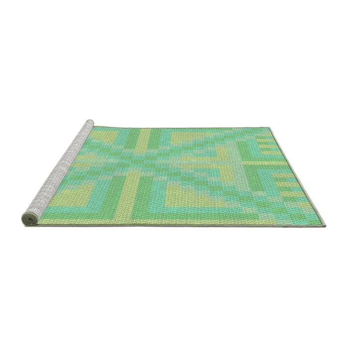 Serging Thickness of Machine Washable Transitional Green Rug, wshpat1666
