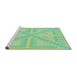 Serging Thickness of Machine Washable Transitional Green Rug, wshpat1666