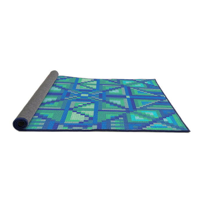 Thickness of Patterned Turquoise Green Novelty Rug, pat1667