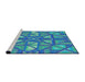 Serging Thickness of Machine Washable Transitional Turquoise Green Rug, wshpat1667