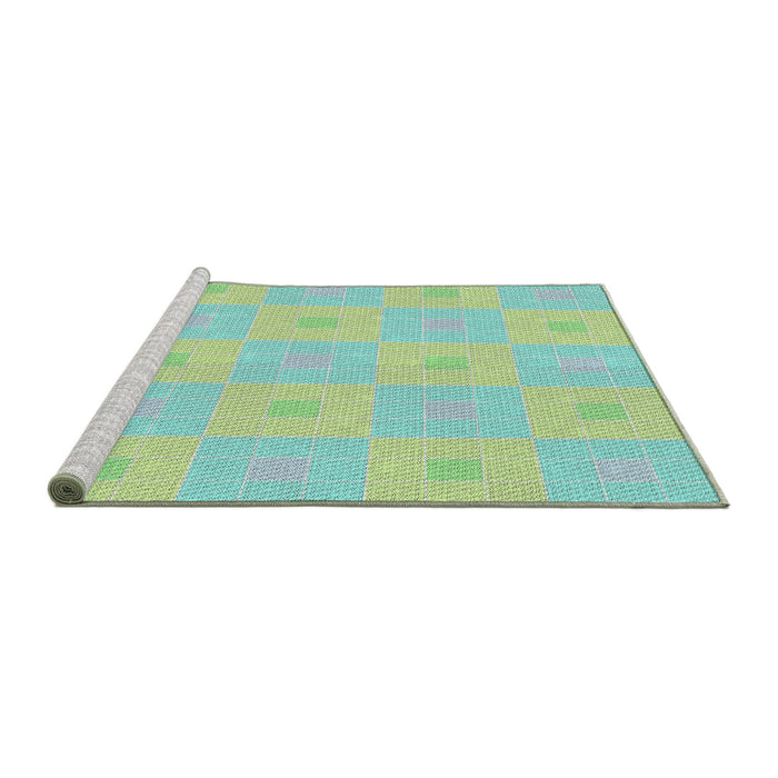 Serging Thickness of Machine Washable Transitional Green Rug, wshpat1668