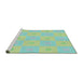 Serging Thickness of Machine Washable Transitional Green Rug, wshpat1668