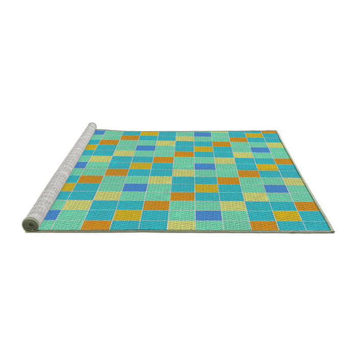 Serging Thickness of Patterned Green Abstract Machine Washable Rug, wshpat1669