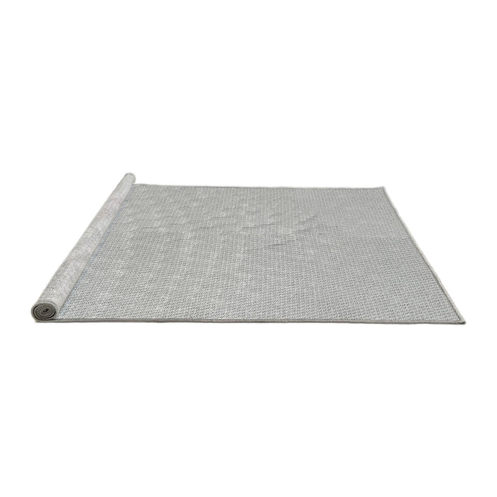 Serging Thickness of Machine Washable Transitional Platinum Gray Rug, wshpat1675