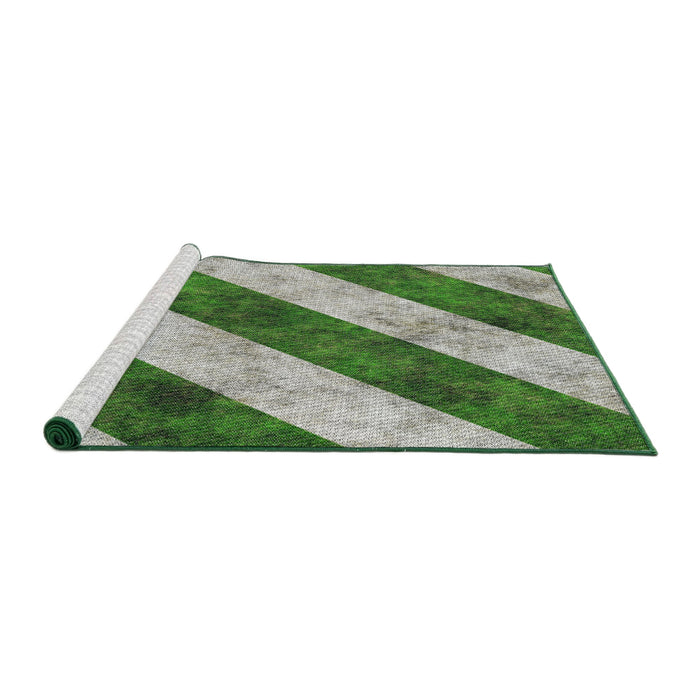 Serging Thickness of Machine Washable Transitional Shamrock Green Rug, wshpat1677