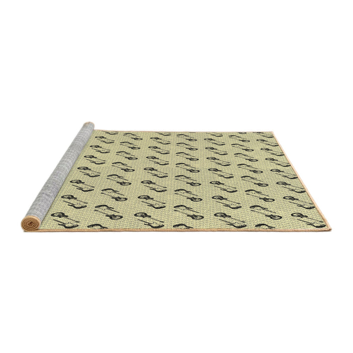 Serging Thickness of Machine Washable Transitional Dark Moccasin Green Rug, wshpat1678