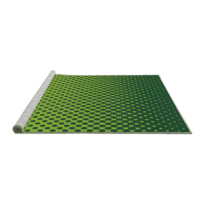 Serging Thickness of Patterned Green Abstract Machine Washable Rug, wshpat1682