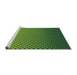 Serging Thickness of Patterned Green Abstract Machine Washable Rug, wshpat1682