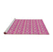 Serging Thickness of Patterned Deep Pink Abstract Machine Washable Rug, wshpat1684
