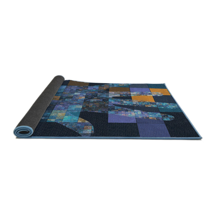 Thickness of Patterned Deep-Sea Blue Novelty Rug, pat1685