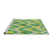 Serging Thickness of Machine Washable Transitional Green Rug, wshpat1688