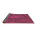 Thickness of Patterned Violet Red Pink Novelty Rug, pat169