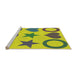 Serging Thickness of Machine Washable Transitional Yellow Rug, wshpat1692