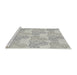 Serging Thickness of Patterned Granite Gray Abstract Machine Washable Rug, wshpat1696