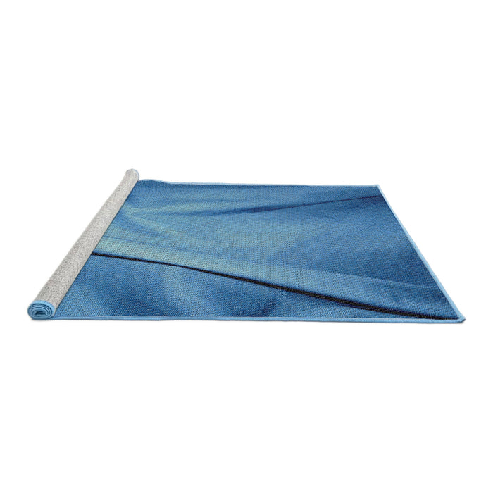 Serging Thickness of Machine Washable Transitional Blue Rug, wshpat170