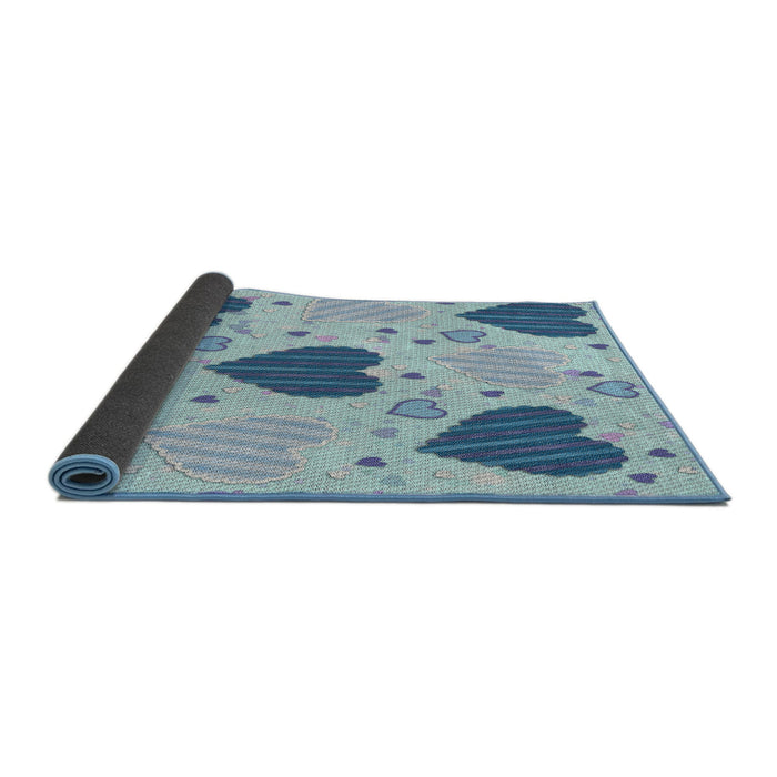 Thickness of Patterned Steel Blue Novelty Rug, pat1700