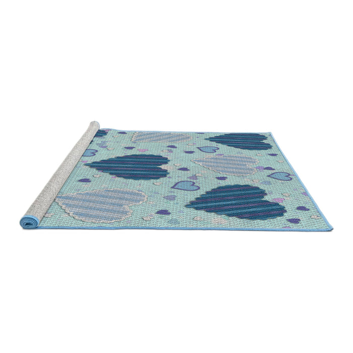 Serging Thickness of Machine Washable Transitional Steel Blue Rug, wshpat1700