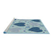 Serging Thickness of Machine Washable Transitional Steel Blue Rug, wshpat1700