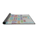 Thickness of Patterned Water Blue Novelty Rug, pat1705