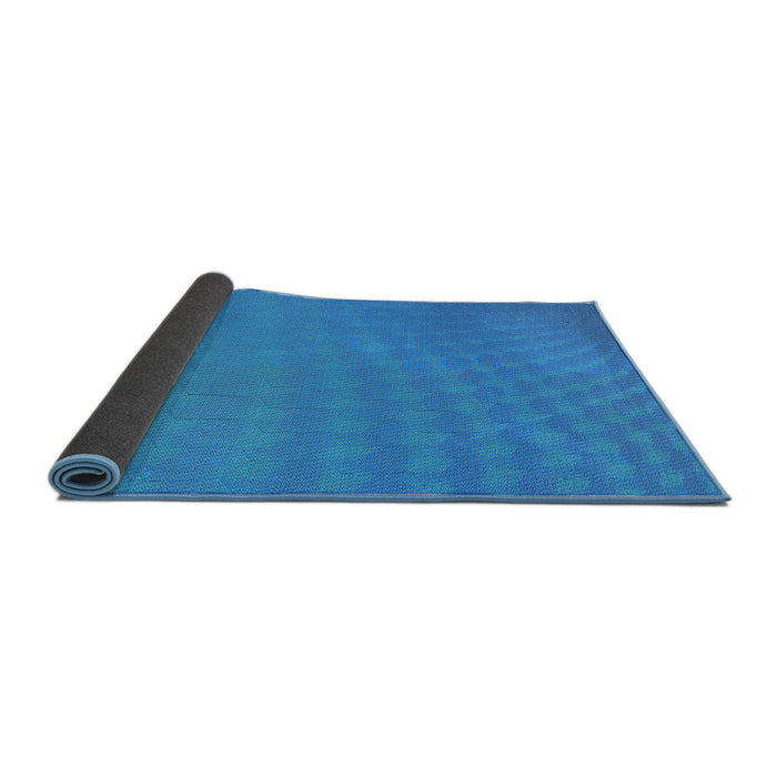 Thickness of Patterned Bright Turquoise Blue Novelty Rug, pat1707