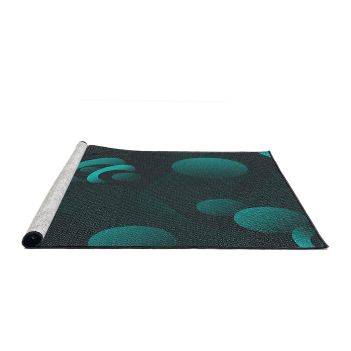 Serging Thickness of Machine Washable Transitional Midnight Gray Rug, wshpat171