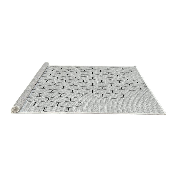 Serging Thickness of Patterned Gunmetal Gray Abstract Machine Washable Rug, wshpat1710