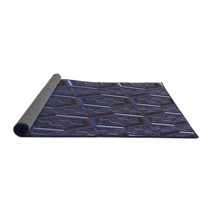 Thickness of Patterned Blue Novelty Rug, pat1712