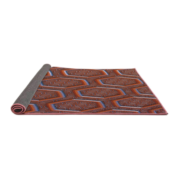Thickness of Patterned Saffron Red Novelty Rug, pat1713