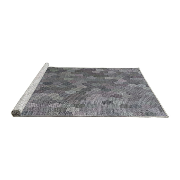 Serging Thickness of Machine Washable Transitional Dark Gray Rug, wshpat1720