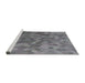 Serging Thickness of Machine Washable Transitional Dark Gray Rug, wshpat1720