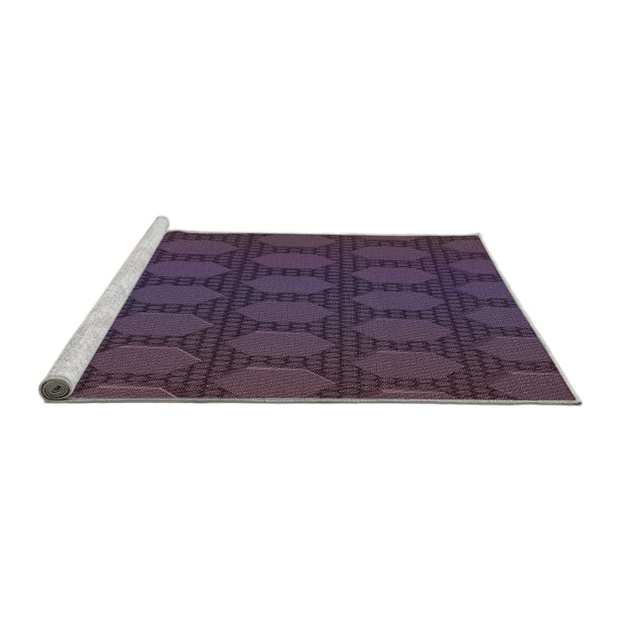 Serging Thickness of Patterned French Lilac Purple Abstract Machine Washable Rug, wshpat1722