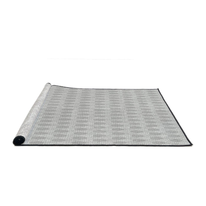 Serging Thickness of Patterned Platinum Gray Abstract Machine Washable Rug, wshpat1723