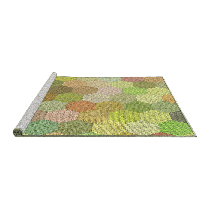 Serging Thickness of Patterned Tea Green Abstract Machine Washable Rug, wshpat1724