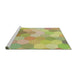 Serging Thickness of Patterned Tea Green Abstract Machine Washable Rug, wshpat1724